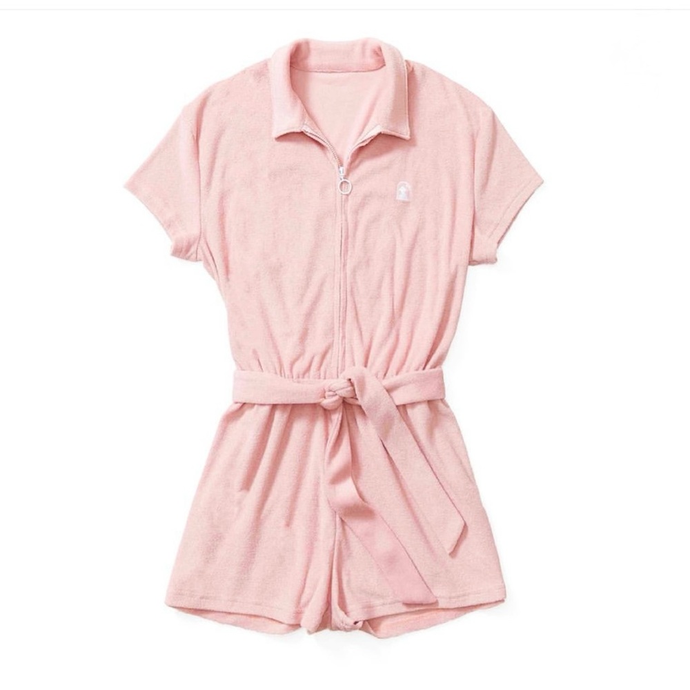 Dandy Del Mar The Tropez Terry Romper in Coral, Size L